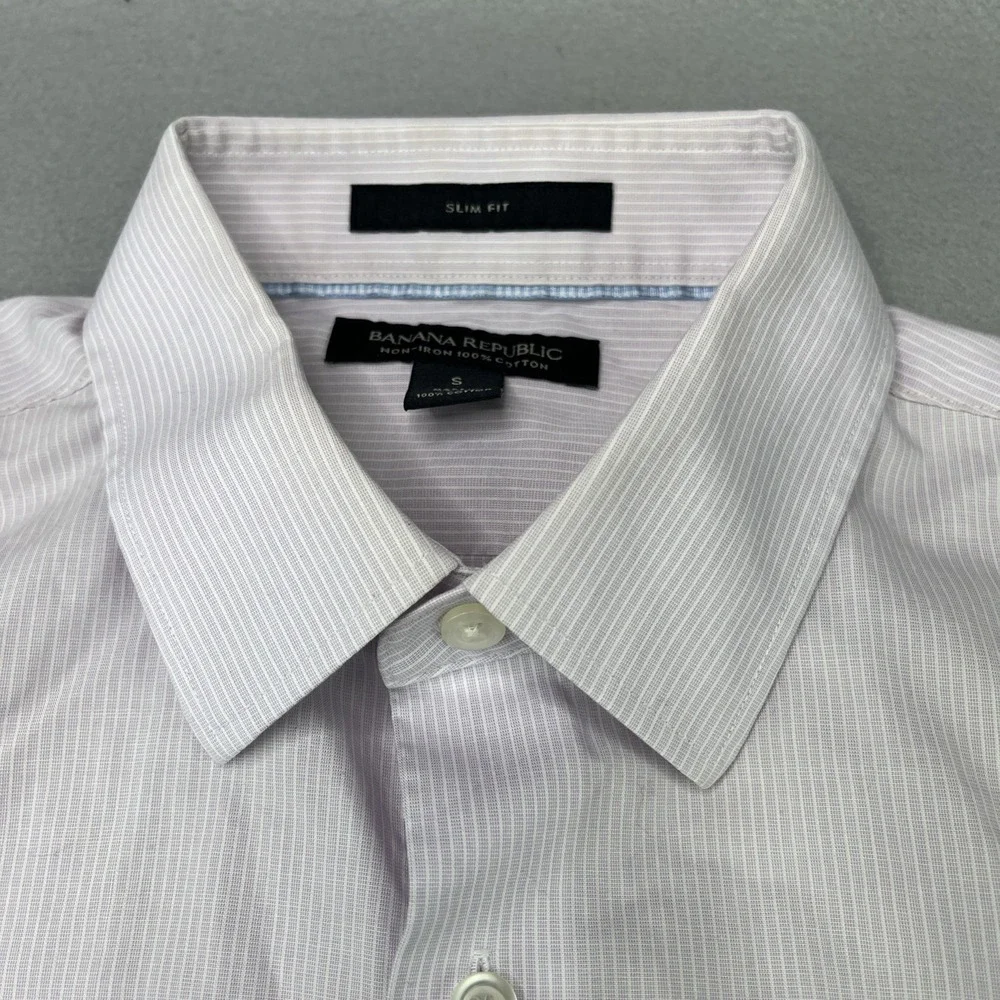 Banana Republic Men's Small Slim Fit No Iron 100% Cotton Business Casual Shirt